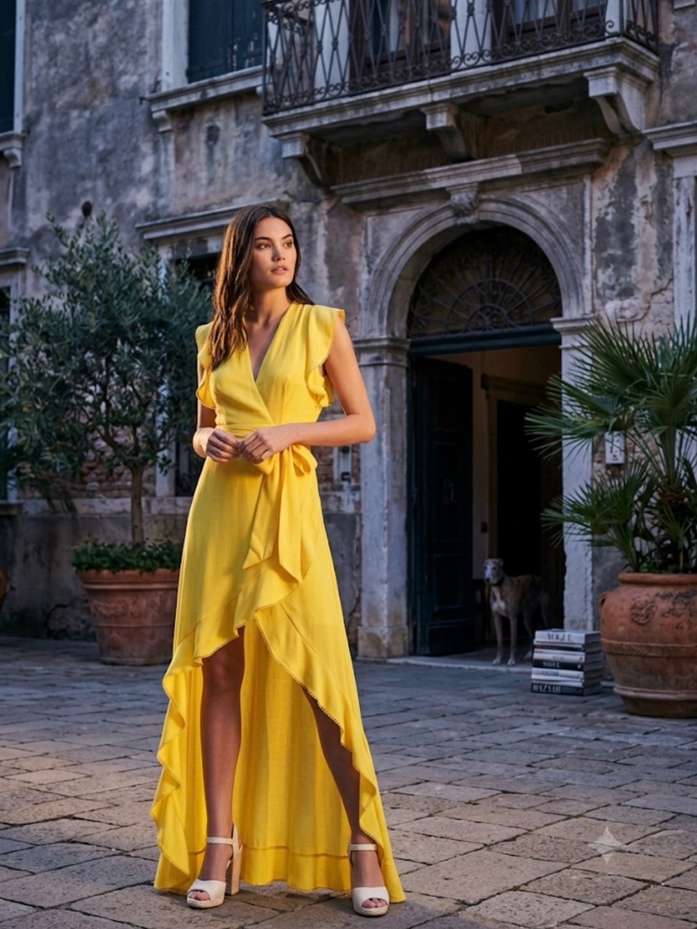 AFRM Revolve Ruffle Wrap Dress XS